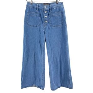 J.Crew Point Sur Wide Leg Crop Jeans Womens 28 High Rise Button Fly Patch